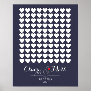 Poster coeur d'amour mariage signature livre d'invité mar