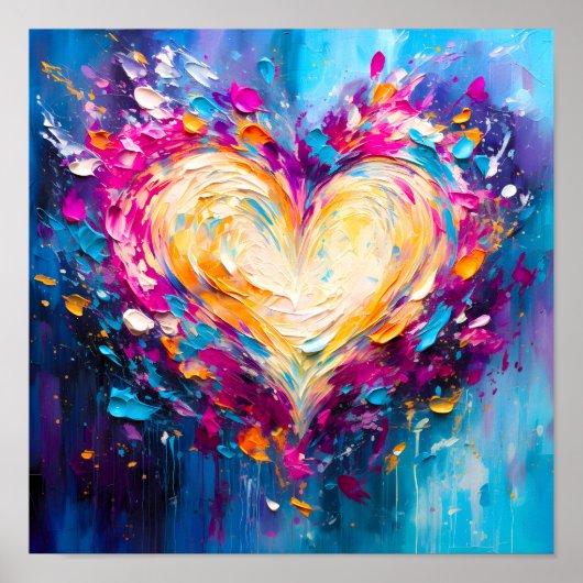 Poster Cœur d'amour moderne abstrait coloré (Devant)
