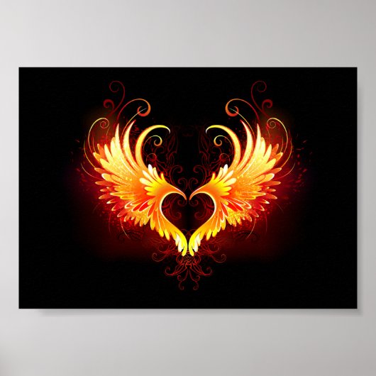 Poster Cœur d'ange de feu avec des ailes (Devant)