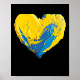 Poster Cœur d'argile Ukraine Bleu Et Jaune