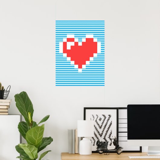 Poster Coeur de 8 bits (Bureau à domicile)