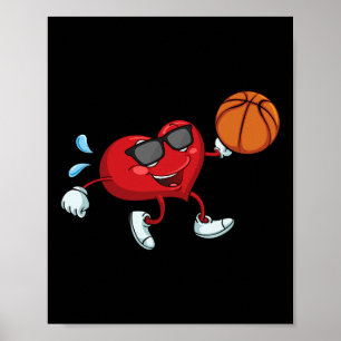 Poster Coeur de basket-ball Valentines Jour Cool V Jour P
