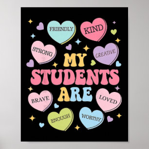 Poster Cœur de bonbon Mes étudiants sont aimés Professeur