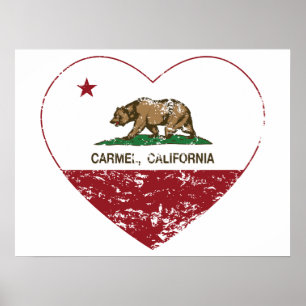 Poster coeur de carmel de drapeau de la Californie
