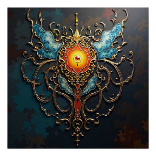 Poster Coeur de dragon doré