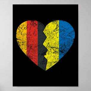 Poster Cœur de drapeau allemand ukrainien Allemagne Ukrai