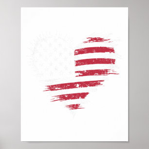 Poster Cœur de drapeau américain Femmes Hommes Enfants 4