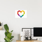 Poster Coeur de fierté faite avec des fleurs arc-en-ciel (Bureau à domicile)