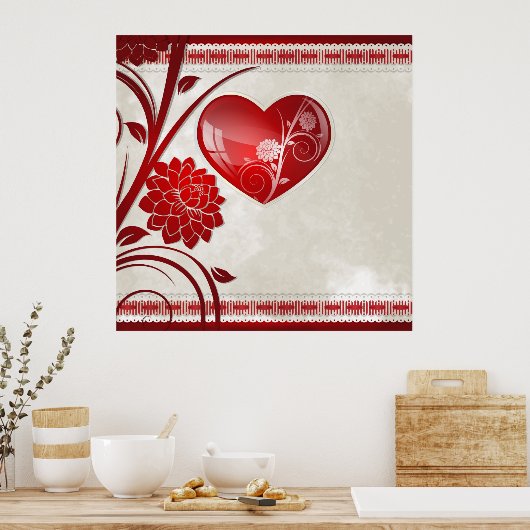Poster Coeur de fleurs (Cuisine)