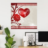 Poster Coeur de fleurs (Bureau à domicile)