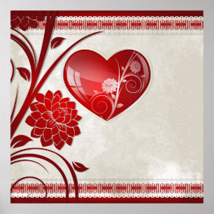 Poster Coeur de fleurs