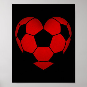 Poster Cœur de football pour la Saint-Valentin pour garço