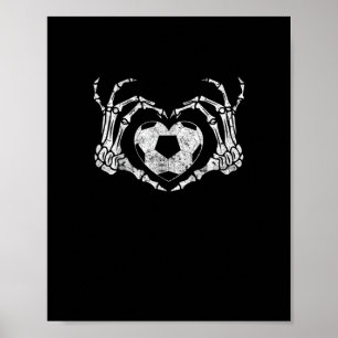 Poster Coeur de football Squelette main Halloween Costume