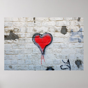 Poster Coeur de graffiti rouge