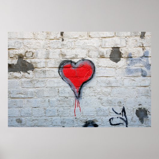 Poster Coeur de graffiti rouge (Devant)