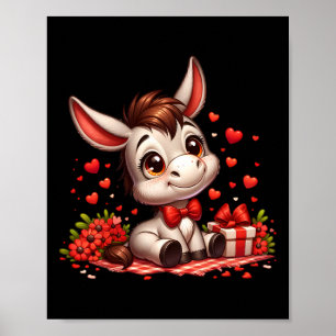 Poster Cœur de la Saint-Valentin Âne Animal de ferme