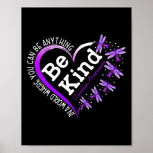 Poster Coeur de libellule Soyez gentil Violet Surdose de