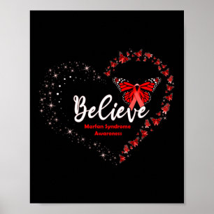 Poster Cœur de papillon Croire Ruban rouge Syndrome de Ma
