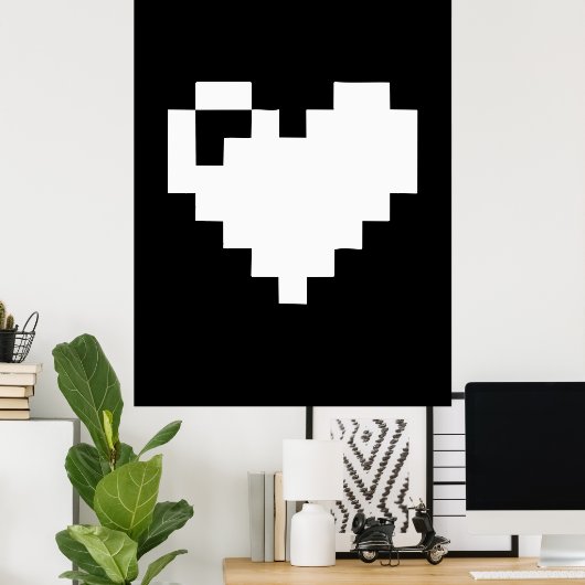 Poster Coeur de pixel 8 bits (Bureau à domicile)