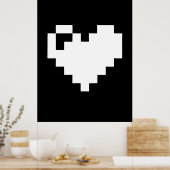 Poster Coeur de pixel 8 bits (Cuisine)