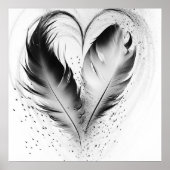 Poster Coeur de plumes - Noir & Blanc (Devant)