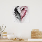 Poster Coeur de plumes - Rouge (Cuisine)