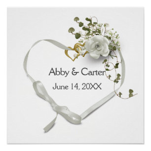 Poster Cœur de ruban de mariage avec lierre