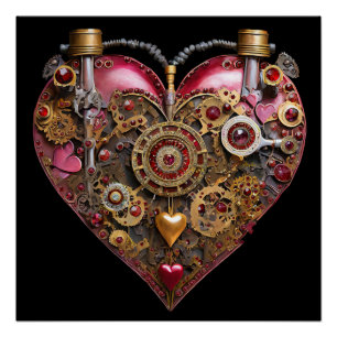Poster Cœur de Streampunk Rubis Saint-Valentin