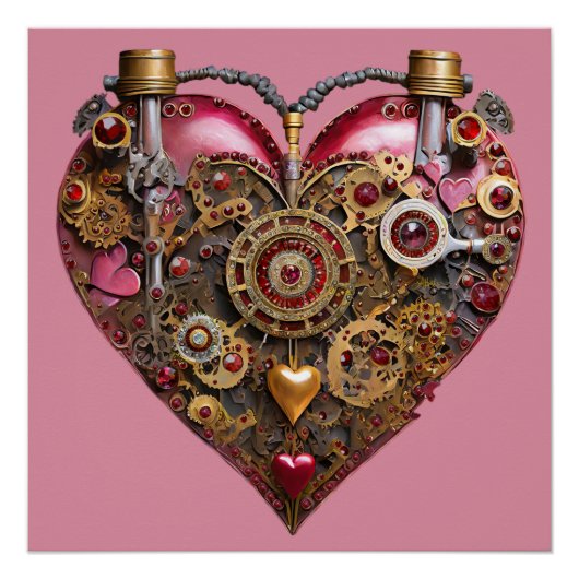 Poster Cœur de Streampunk Rubis Saint-Valentin (Devant)