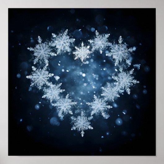 Poster Coeur de vacances en flocons de neige (Devant)