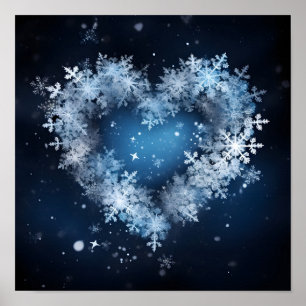 Poster Coeur de vacances en flocons de neige