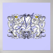 Poster Cœur de vœu de mariage monogramme (Devant)