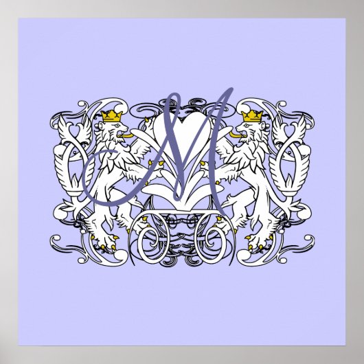 Poster Cœur de vœu de mariage monogramme (Devant)