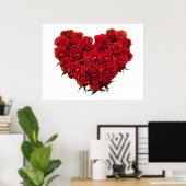Poster Coeur des roses rouges (Bureau à domicile)