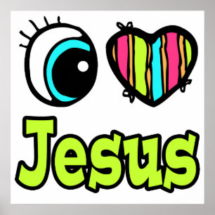 Poster Coeur des yeux lumineux J'aime Jésus