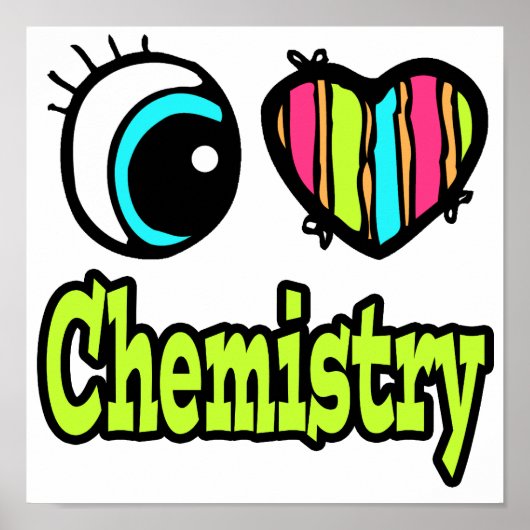 Poster Coeur des yeux lumineux J'aime la chimie (Devant)