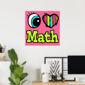 Poster Coeur des yeux lumineux J'aime les maths (Bureau à domicile)