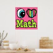 Poster Coeur des yeux lumineux J'aime les maths (Cuisine)