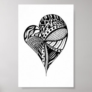 Poster Coeur dessinant le croquis de d'un coeur avec