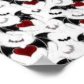 Poster Coeur d'Halloween avec ailes de chauve-souris noir (Coin)