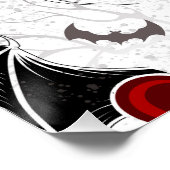 Poster Coeur d'Halloween avec ailes de chauve-souris noir (Coin)