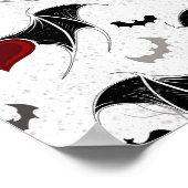 Poster Coeur d'Halloween avec ailes de chauve-souris noir (Coin)