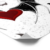 Poster Coeur d'Halloween avec ailes de chauve-souris noir (Coin)