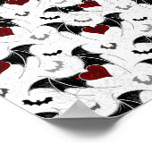 Poster Coeur d'Halloween avec ailes de chauve-souris noir (Coin)