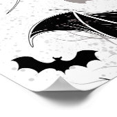 Poster Coeur d'Halloween avec ailes de chauve-souris noir (Coin)