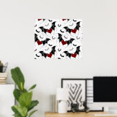 Poster Coeur d'Halloween avec ailes de chauve-souris noir (Bureau à domicile)
