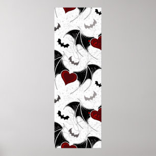 Poster Cœur d'Halloween avec des ailes de chauve-souris n