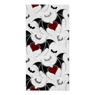 Poster Cœur d'Halloween avec des ailes de chauve-souris n