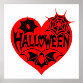 Poster Cœur d'Halloween, Cœur Rouge en Forme, Toile d'Ara (Devant)