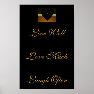 Poster coeur dire : vivre bien, aimer beaucoup, rire souv